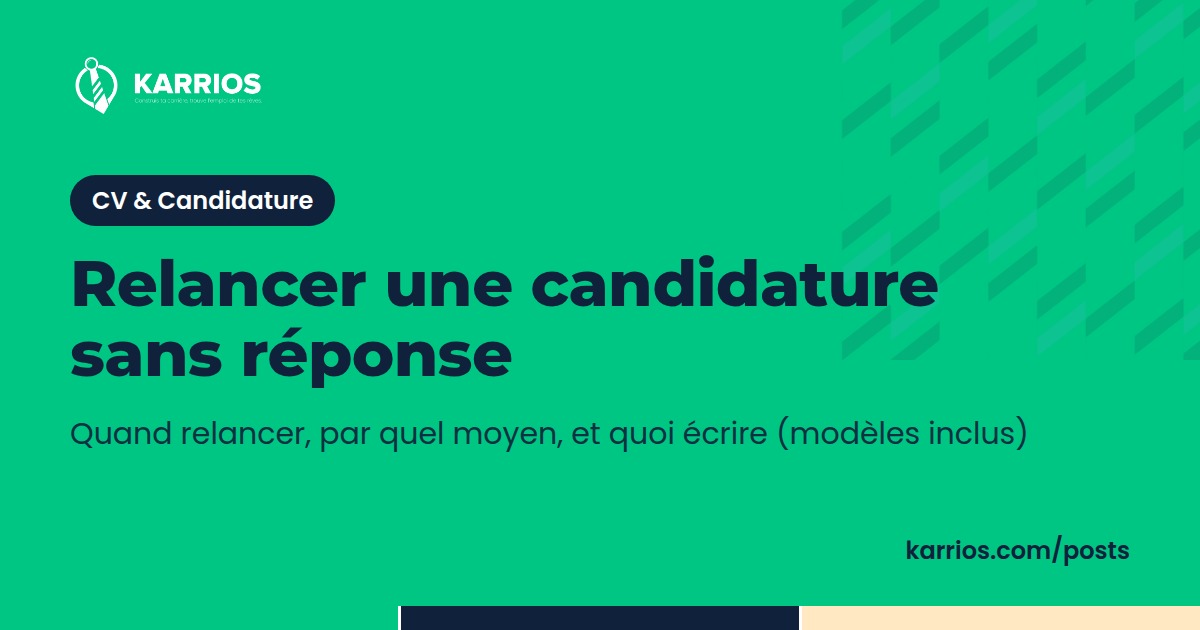 Couverture Karrios sur fond vert : relancer une candidature sans réponse